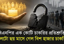 বিএনপির এক কোটি চাকরির প্রতিশ্রুতি, উলটো ছয় মাসে গেল বিশ হাজার চাকরি!